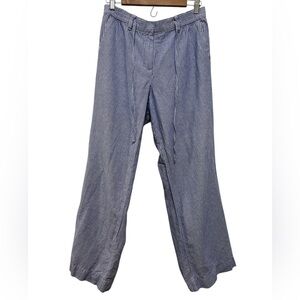 Talbots The Easy Drawstring Women’s Striped Blue Linen Blend Pants Women’s Sz 10